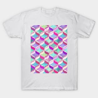 Patchwork Ribbon Ogee Pattern with Pink & Purple T-Shirt